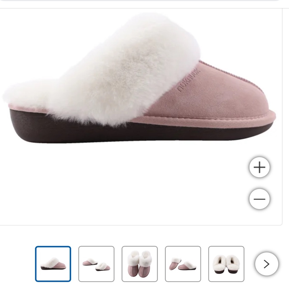 Nuknuuk Pink and White Fur Lined Slippers